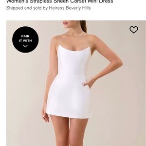 White Strapless Satin Corset Mini Dress (size XS)